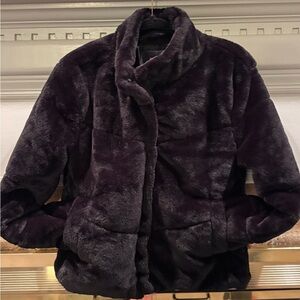 Ambiance Outerwear Black Faux Fur Zip-Up Sweater Jacket Women's Size Medium
